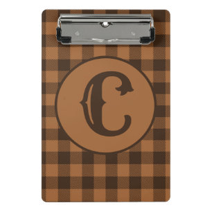 Cosy Brown Plaid Buffalo Print Pattern Mini Clipboard