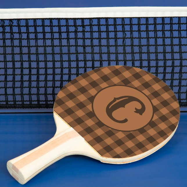 Cosy Brown Plaid Buffalo Print Pattern Ping Pong Paddle (Insitu)
