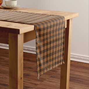 Cosy Brown Plaid Buffalo Print Pattern Short Table Runner