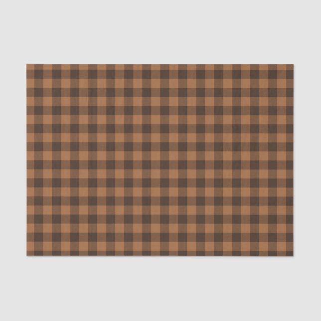 Cosy Brown Plaid Buffalo Print Pattern Tissue Paper (Front)