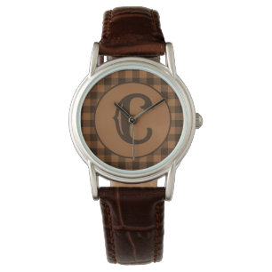 Cosy Brown Plaid Buffalo Print Pattern Watch