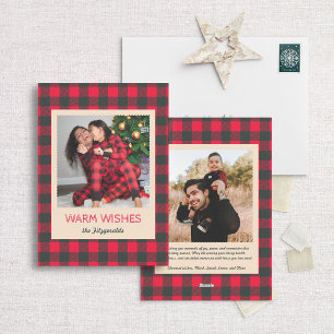 Cosy Buffalo Plaid Memories Photo Holiday Card