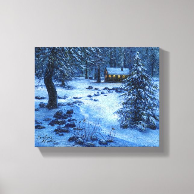 "Cosy Cabin in the Snow" Gallery Wrapped Canvas Print (Front)