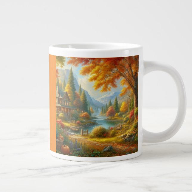 Cosy Cabin In The Woods Large Coffee Mug (Right)
