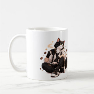 Cosy Café Morning Tuxedo Cat and Persian Cat Coffee Mug