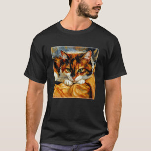 Cosy Calico Cat Mum Dad Impressionistic Romantic P T-Shirt