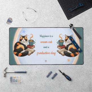 Cosy Calico Cat Productive Day Desk Mat