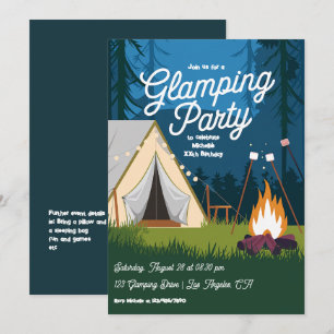 Cosy Campfire and Tent Glamping Party Invitation
