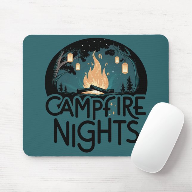 Cosy Campfire Nights Rustic Outdoor Adventure Mouse Pad (With Mouse)