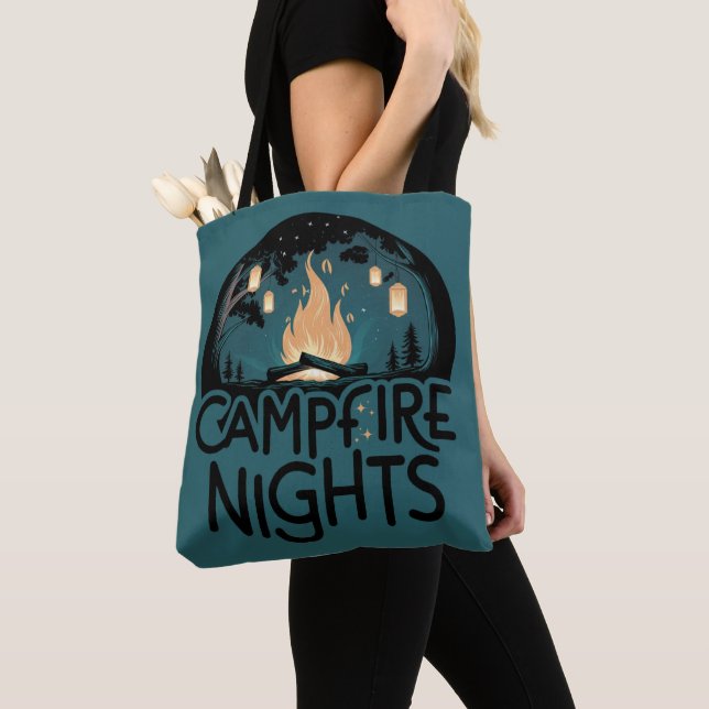Cosy Campfire Nights Rustic Outdoor Adventure Tote Bag (Close Up)