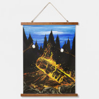 Cosy Campfire Sunset Forest Outdoor Adventure Wall