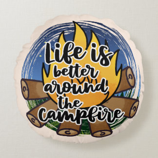 Cosy Campfire Vibes  Round Cushion