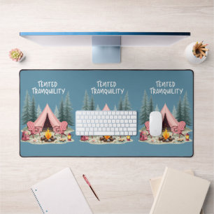 Cosy Camping Aesthetic Glamping Tent & Campfire Desk Mat