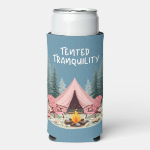 Cosy Camping Aesthetic Glamping Tent & Campfire Seltzer Can Cooler