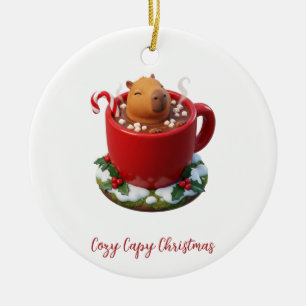 Cosy Capy Christmas Capybara Cocoa Bath Ceramic Tree Decoration
