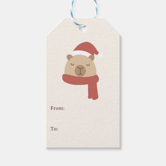 Cosy Capybara Christmas Gift Tags (Front)