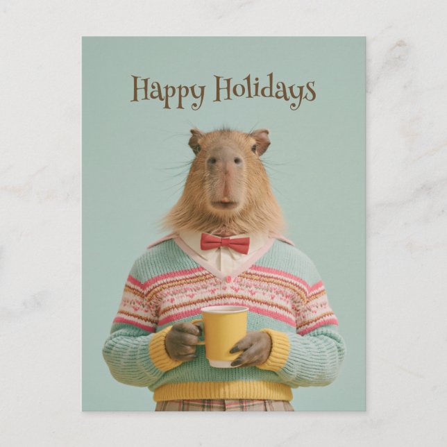 Cosy Capybara With a Warm Drink Postcard (Front)