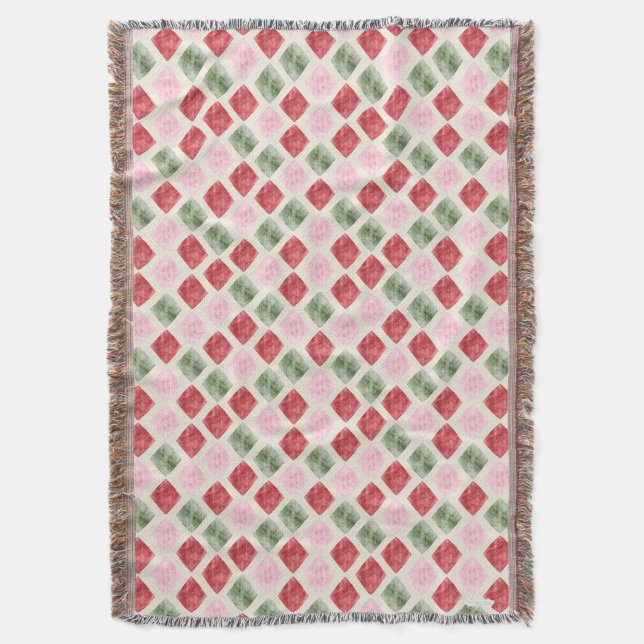 Cosy Cardinal Christmas Diamond Plaid Throw Blanke Blanket (Front Vertical)