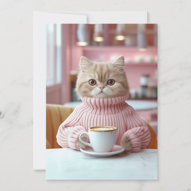 Cosy Cat Café Moment Invitation (Front)
