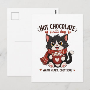 Cosy Cat Hot Chocolate Illustration Postcard