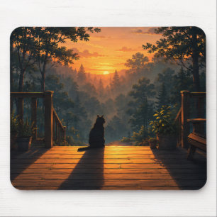 Cosy Cat Lover Lofi Aesthetic Mouse Pad