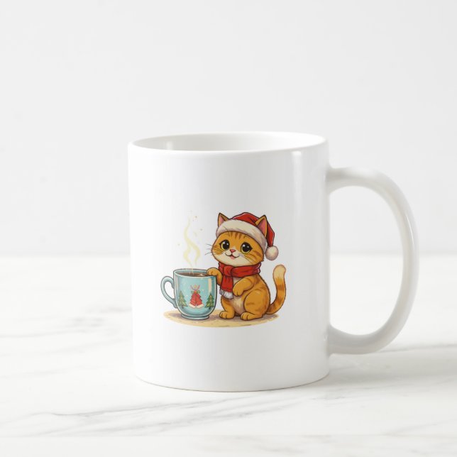 Cosy Cat Mug – Cute Kitten with Coffee Design (Right)