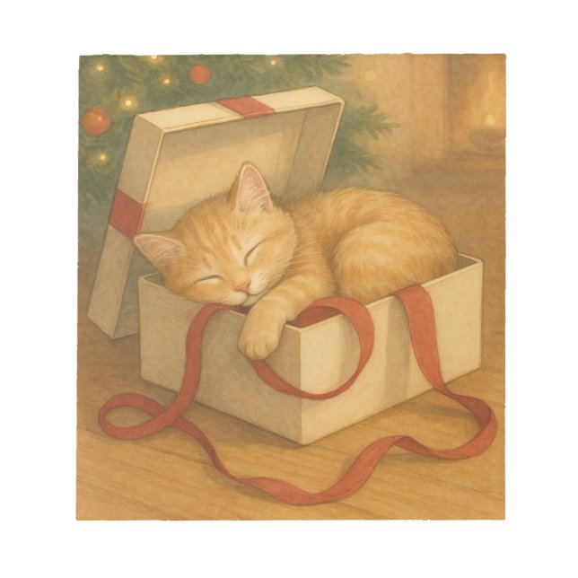 Cosy Cat Nap Christmas Notepad (Front)