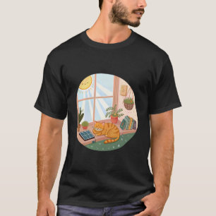 Cosy Cat Napping in a Sunny Reading Nook T-Shirt