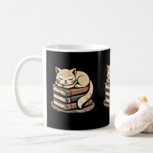 Cosy Cat On Books Lover Pet Owners & Cat Lovers Coffee Mug