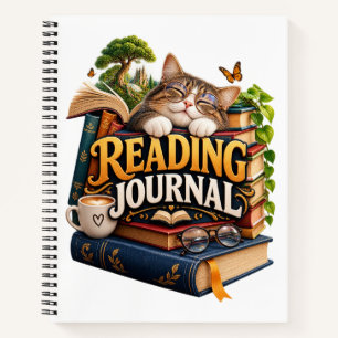 Cosy Cat Reading Journal Notebook Funny Book Lov
