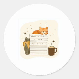 Cosy Cat Reading Sticker