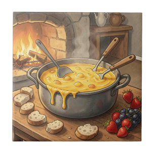 Cosy Cheese Fondue Fireplace Tile