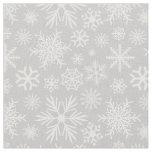 Cosy Chic Grey Winter Snowflakes Pattern Fabric