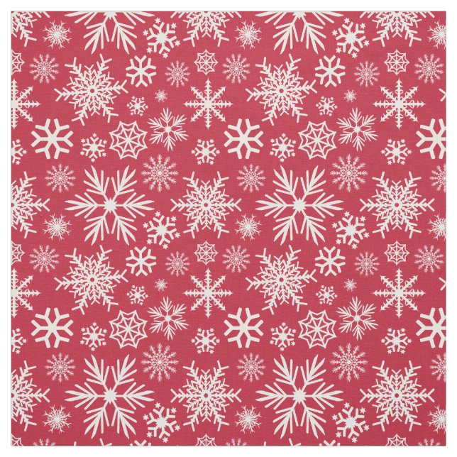 Cosy Chic Red Winter Snowflakes Pattern Fabric (Swatch)