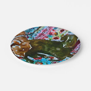 cosy chocolate lab black lab paper plate