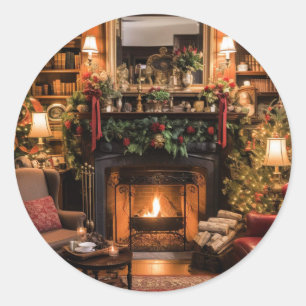 Cosy Christmas at Home Classic Round Sticker