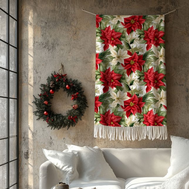Cosy Christmas Blanket Red Floral Living Accent (Cozy Christmas Blanket Red Floral Living Accent)