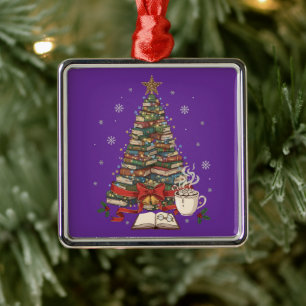 Cosy Christmas Book Tree for Readers & Bookworms Metal Tree Decoration