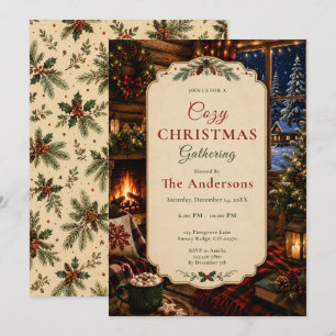 Cosy Christmas Cabin Party Invitation