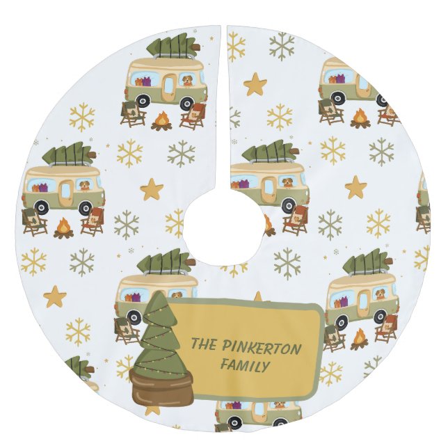 Cosy Christmas Camper Brushed Polyester Tree Skirt (Front)