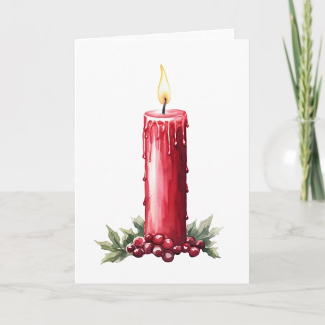 Cosy Christmas Candle Holiday Card –Blank Greeting (Front)