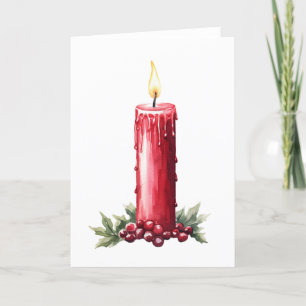 Cosy Christmas Candle Holiday Card –Blank Greeting