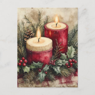 Cosy Christmas Candles Holiday Postcard
