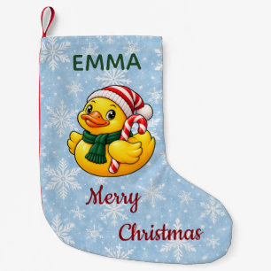Cosy Christmas Candy Cane Rubber Duck Small Christmas Stocking