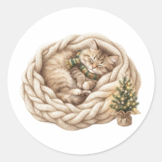 Cosy Christmas Cat Blanket Sticker