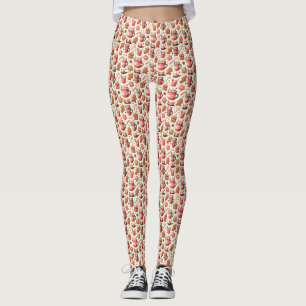 Cosy Christmas Cocoa and Gingerbread Pattern Leggings