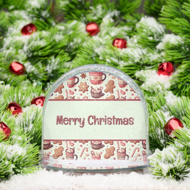 Cosy Christmas Cocoa and Gingerbread Pattern Snowglobe (Christmas)