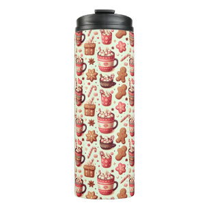 Cosy Christmas Cocoa and Gingerbread Pattern Thermal Tumbler