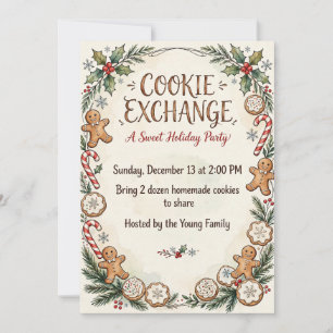 Cosy Christmas Cookie Exchange Party Invitation