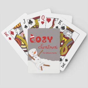 Cosy Christmas Cute Snowman Playing Cards
